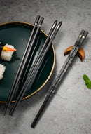 5Pairs Janpanese Reusable Chopsticks Black Sushi Sticks For Food Noodles Alloy Chinese Korean Chopsticks Kitchen Tableware