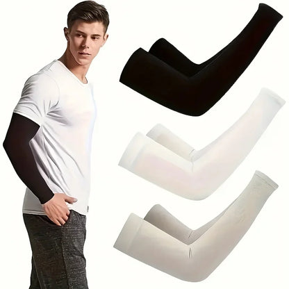Unisex Cooling UV Protection Arm Sleeves Elastic Summer Ice Covers for Sports/Running/Cycling Reusable Breathable Sun Accessorie