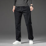 2025 Spring Autumn Men's Straight Jeans Denim Pants Classic Style Business Stretch Casual Trousers Large Size 40 42 44 46