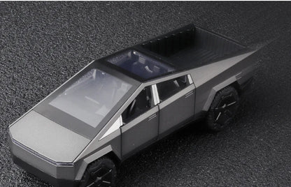 Camiones de juguete para niños, modelo Cybertruck, camioneta plateada, de metal fundido a presión, con sonido y luz, a partir de 3 años, escala 1:32.