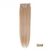 Kit 4 peças extensões de cabelo liso 60cm clip in aplique sintético ombre castanho e louro