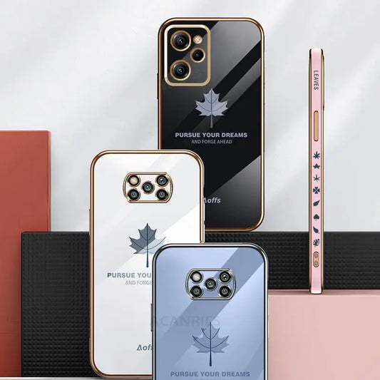 Funda Pocox5 de lujo con cordón de hoja de arce para Xiaomi Mi Poco X5 Pro, X5pro, X3, NFC, X3pro, silicona chapada, Note 12, 12pro 5g
