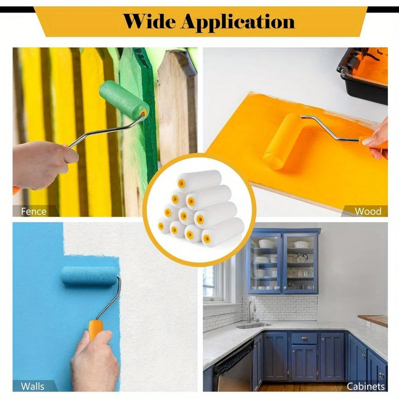 10 pcs Sponge Paint Roller Small Mini White Durable Foam Paint Roller Covers Replacement Paint Roller Nap Art Sets Painting