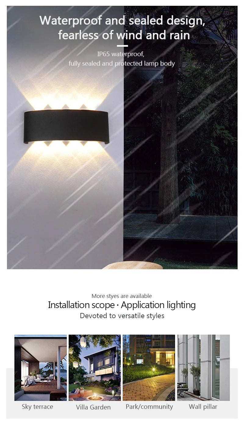 Modern LED Wall Lights Indoor and Outdoor Waterproof Wall Lights Living Room Corridors Courtyard Gardens Outdoor Wall Lights