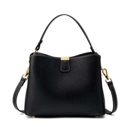 100% Genuine Leather Women's Bucket Bag Luxury Designer Versatile Shoulder Bag Women Commuter Crossbody Bags Female Handbag