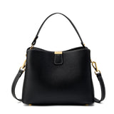 100% Genuine Leather Women's Bucket Bag Luxury Designer Versatile Shoulder Bag Women Commuter Crossbody Bags Female Handbag
