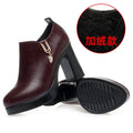 Comfortable Deep Mouth Soft Leather Anti-slip  Shoes Platform Spring 2024 Women's Block Black High Heels Office Mother Shoes