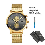 HANNAH MARTIN Brand Men Watch Black Stainless Steel Waterproof Fashion Sports Multifunctional Quartz Wristatch Relogio Masculino