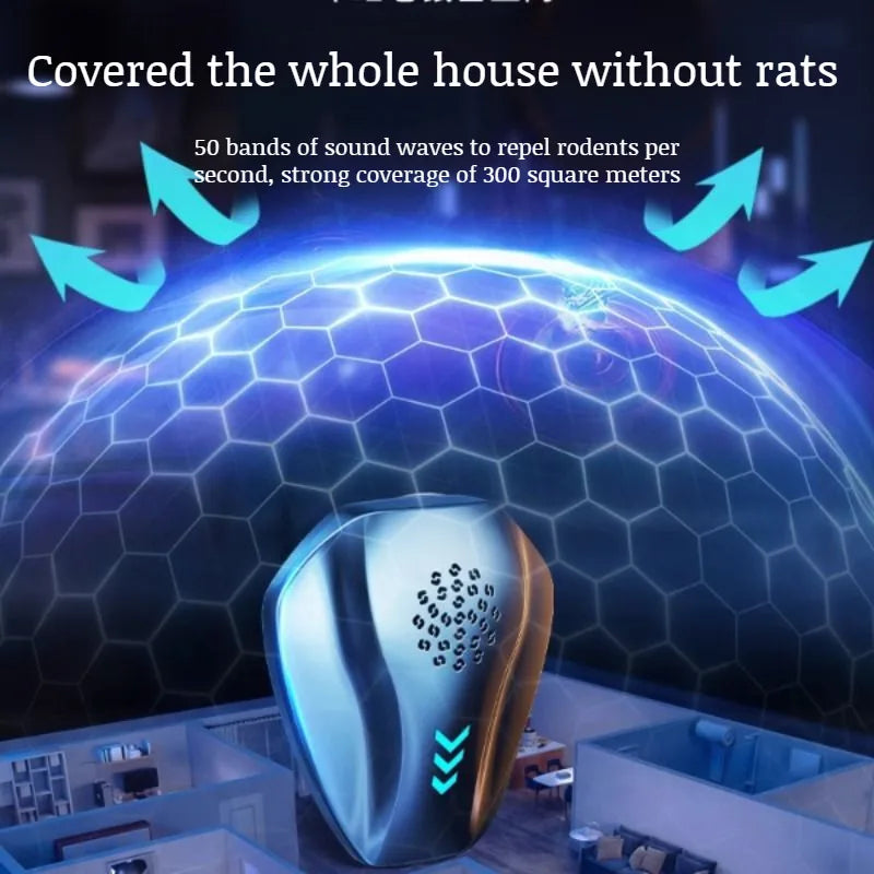 Repelente ultrasónico de ratas de alta potencia, repelente de mosquitos y serpientes para interiores.