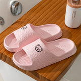 Summer Children Slippers Indoor Cute Bear Print Anti-Slip Soft Sole Exquisite Parent-Child Shoes Home Comfy Leisure Shoes