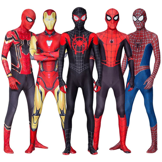 Disfraz de Spiderman, disfraz de Spiderman, Pantera Negra, Iron Man, Spider Gwen, mono Zentai, disfraz de Halloween para adulto