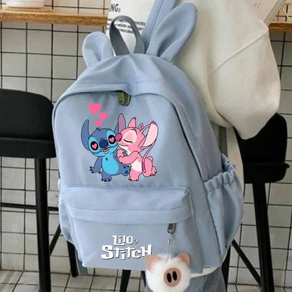 Mochila Disney Lilo Stitch para niñas, niños y adolescentes, informal, escolar, de viaje, con orejas de conejo