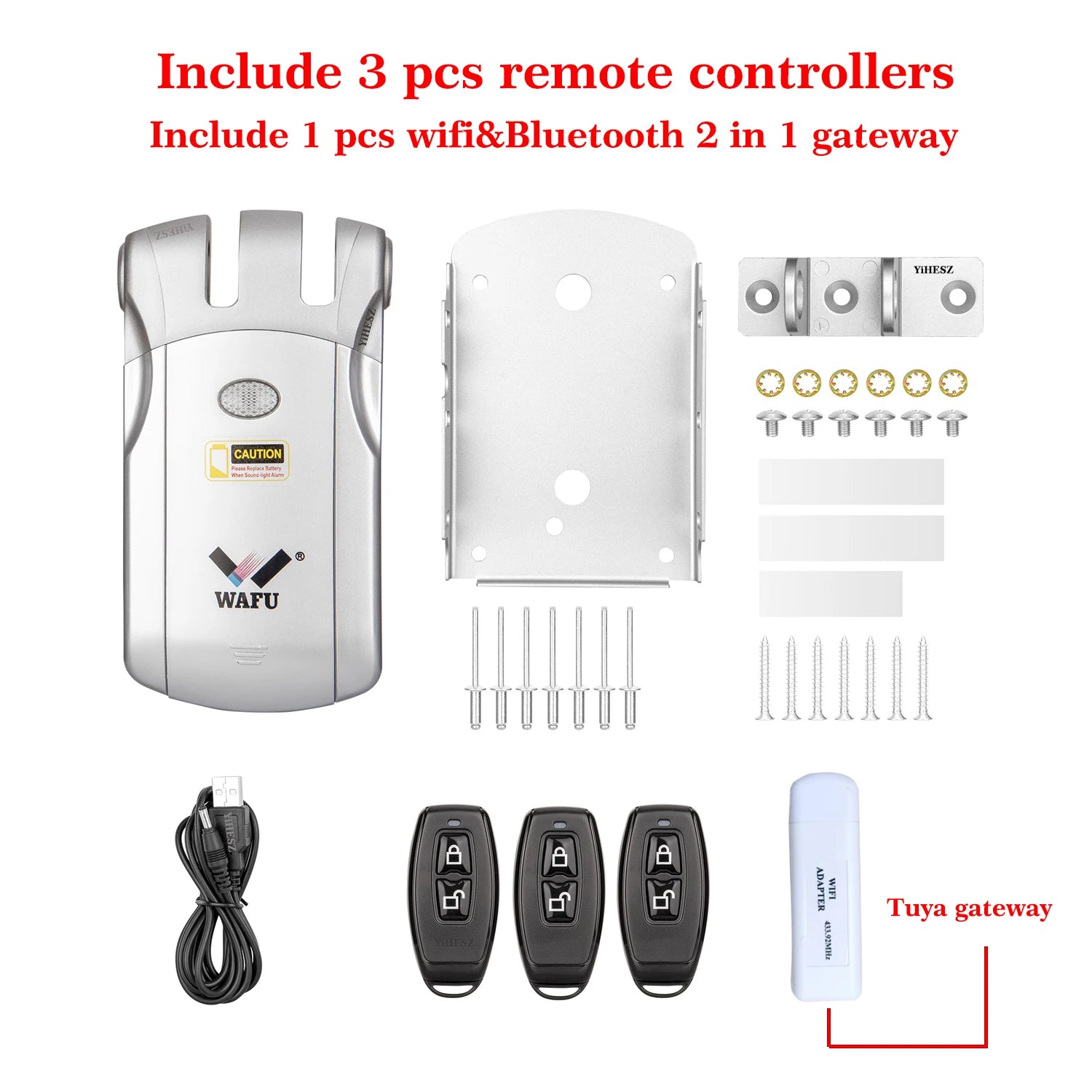 Wafu Door Lock 019 Remote Control Deadbolt Lock Electronic Keyless Tuya Bluetooth/Wifi Smart Lock 433Mhz Invisible Lock