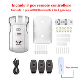 Wafu Door Lock 019 Remote Control Deadbolt Lock Electronic Keyless Tuya Bluetooth/Wifi Smart Lock 433Mhz Invisible Lock