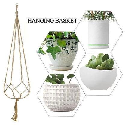 1pcs Braided Rope Hanging Basket  Flower Pot Straw Macrame Net Hanger Garden Holder Craft Plant Balcony Decor Accessories