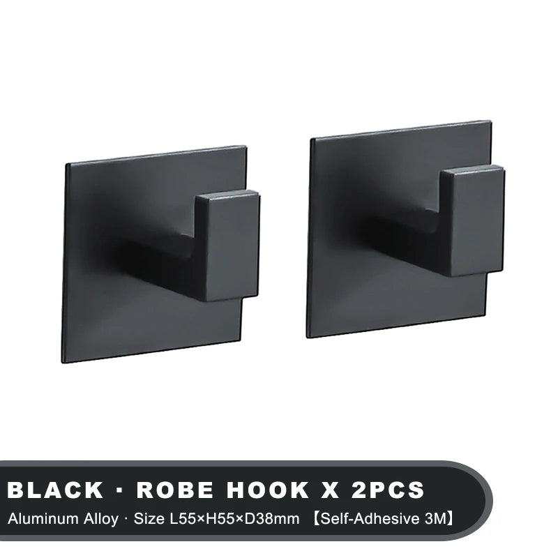 Black Self-Adhesive Wall Hooks For Hanging Keys Clothes Hanger Door 3M Robe Hook Coat Rack Towel Holder Bathroom Accessories