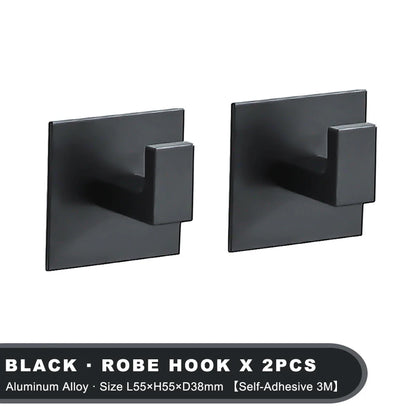 Black Self-Adhesive Wall Hooks For Hanging Keys Clothes Hanger Door 3M Robe Hook Coat Rack Towel Holder Bathroom Accessories