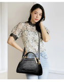 Alligator Patent Leather Shoulder Crossbody Handbags for Women, Luxury Brand Designer Hobo Bags, Two-Layer Sac