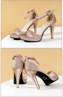 Zapatos de tacón súper alto 2023 para mujer, zapatos de punta abierta, zapatos de fiesta de boda, sandalias de verano, plataforma de moda, tacones finos 