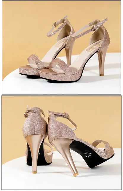 Zapatos de tacón súper alto 2023 para mujer, zapatos de punta abierta, zapatos de fiesta de boda, sandalias de verano, plataforma de moda, tacones finos 