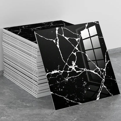 Aluminum Foil Bottom Imitation Tile Wall Stickers Kitchen Bathroom Decor Damp Proof Marble Pattern Foam Self-adhesive Wallpaper