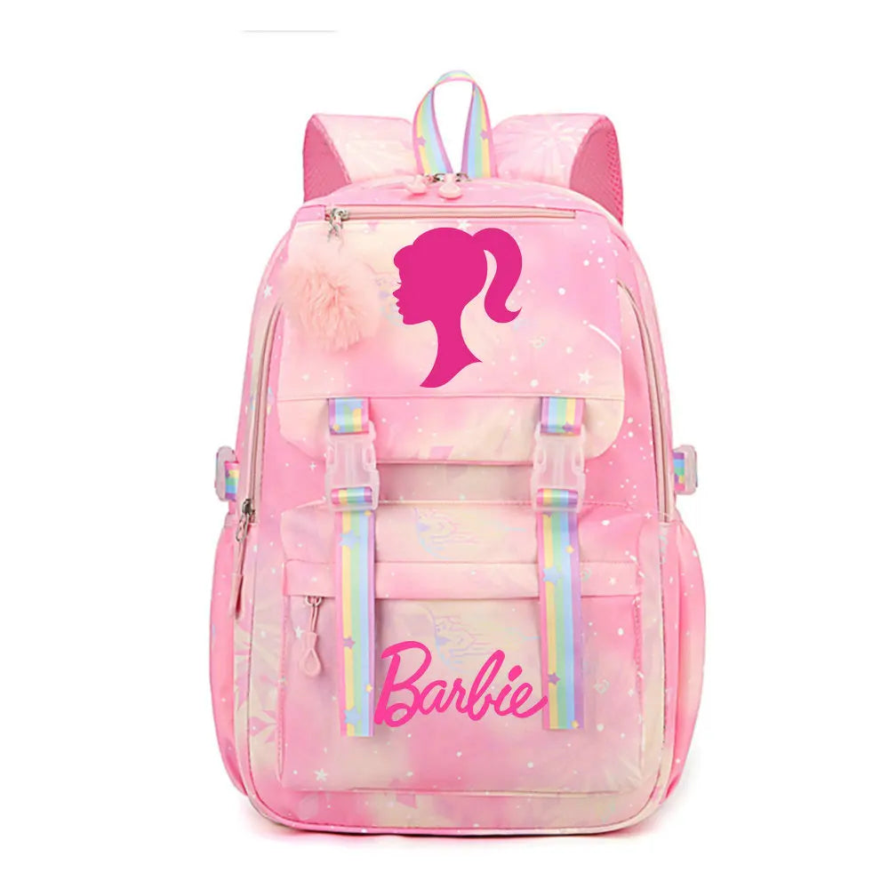 Nueva mochila escolar de lona para Barbie, para niños y niñas, ideal para viajes y para portátil.