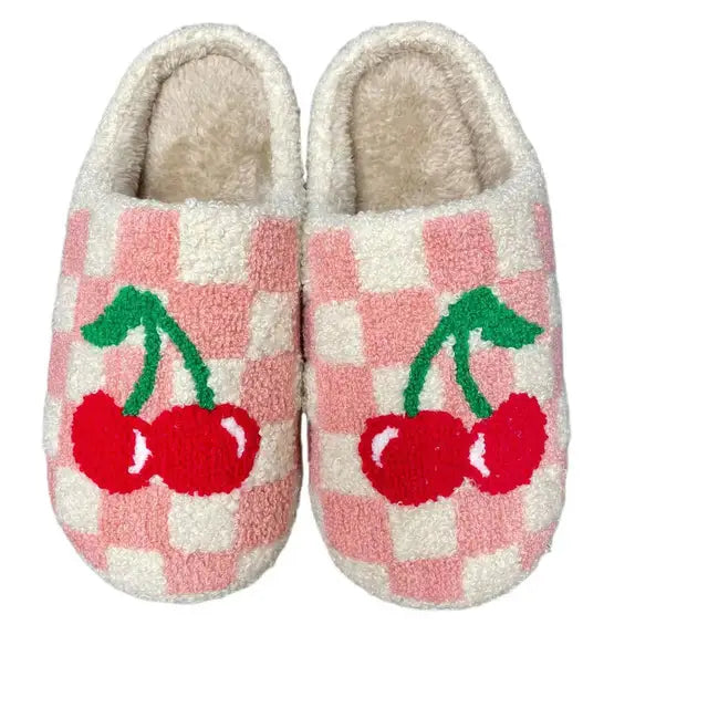 Pantuflas de felpa cálidas de invierno con diseño de ojos malvados pequeños azules retro de AD Ins, zapatos cómodos de moda 