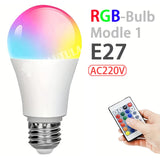 Multicolor RGB Lâmpada LED, 16 Cores, E27 Base, 220V, Iluminação Doméstica, Regulável, 24 Key, Controle Remoto, Atmosfera Neon Light