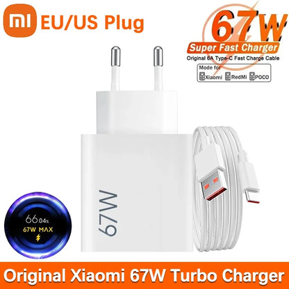 Cargador USB superrápido original Xiaomi de 67 W con interfaz USB C PD, adaptador de cargador de teléfono para iPhone 15, Samsung, Huawei, Turbo Charge, nuevo