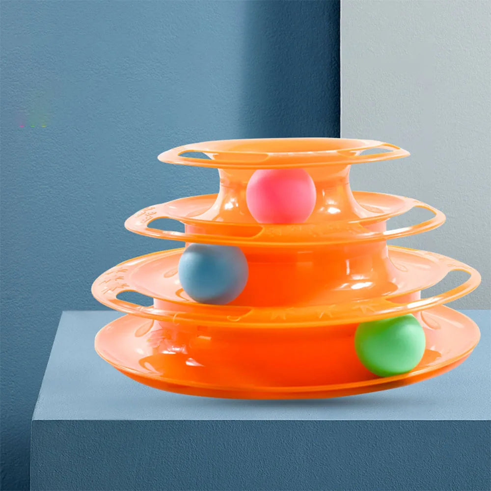 3/4 Levels Cats Toy Tower Tracks Cat Toys Interactive Cat Intelligence Training Amusement Plate Tower Pet Products Cat Tunnel