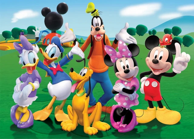 Disney Cartoon Theme Photography Background, Mickey, Minnie Mouse, Baby Shower, Happy Birthday, Gender Reveal, Banner for Children, 1Set 