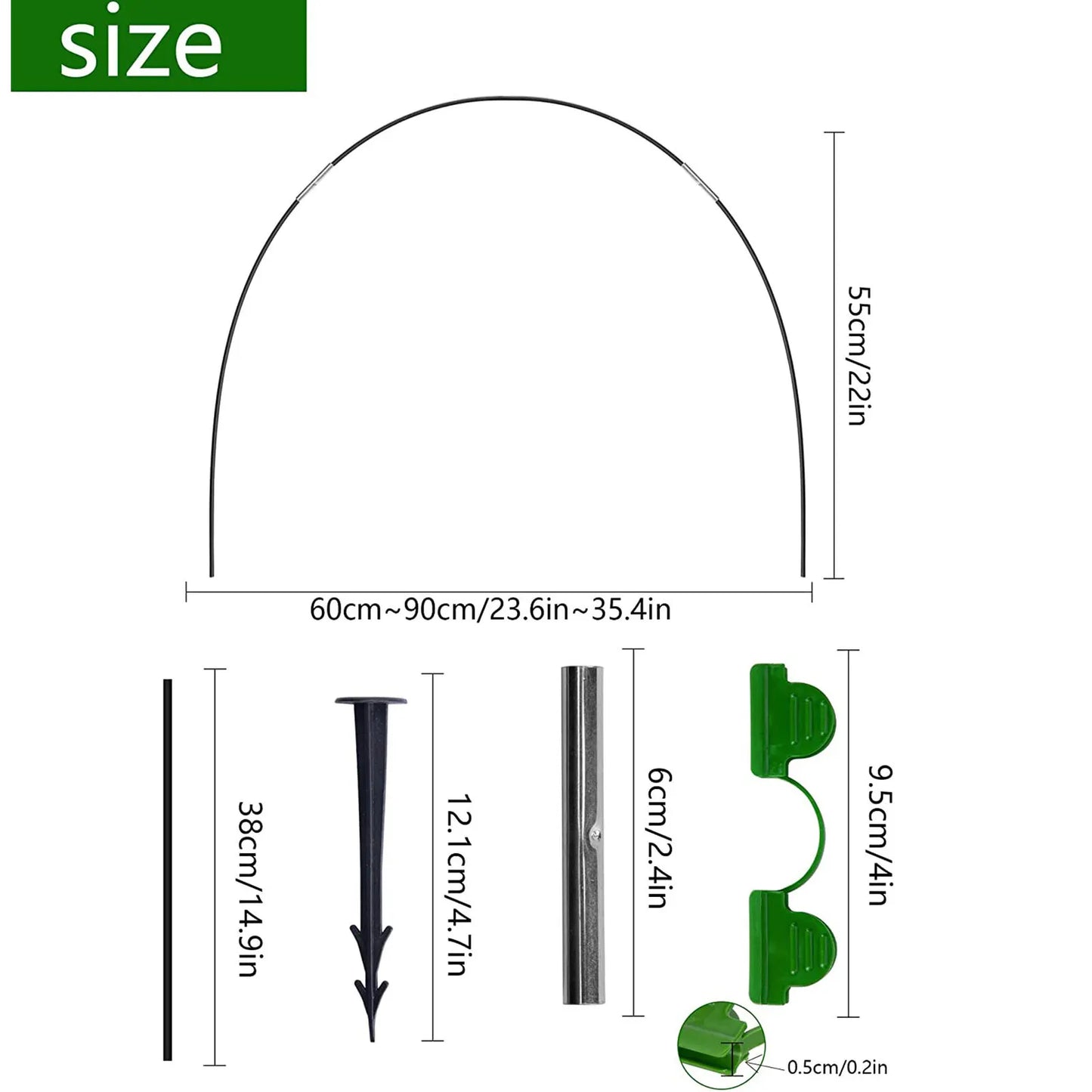 30Pcs Garden Hoops for Netting Tunnel, Garden Hoops Greenhouse Frame Flexible Tunnel Arch Crop Protection Hoops for Raised Beds