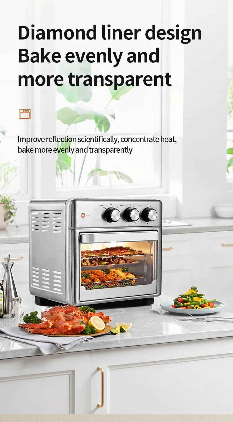 Smart Air Fryer Oven, 26L/13L Large Capacity Electric Air Fryer, Visible Window, Household Kitchen Deep Fryer without Oil, EU 220V