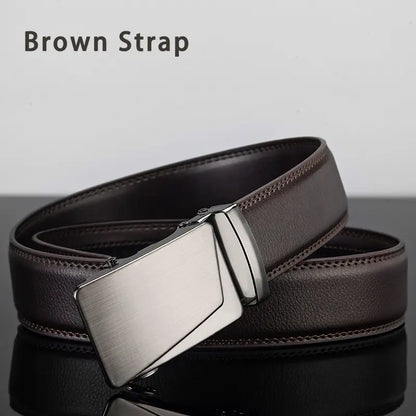 Cinturón de cuero para hombre, hebilla automática de metal, marca de alta calidad, cinturones de lujo para hombres, famoso trabajo, negocios, correa de PU negra.