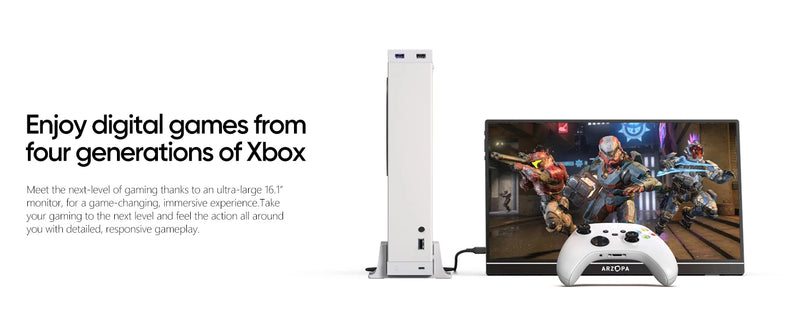 ARZOPA 16.1 inches Portable Monitor,144hz,100%sRGB,1080P FHD,IPS Screen, External Second Screen for Laptop/PC/PS5/Mac/Xbox Z1FC