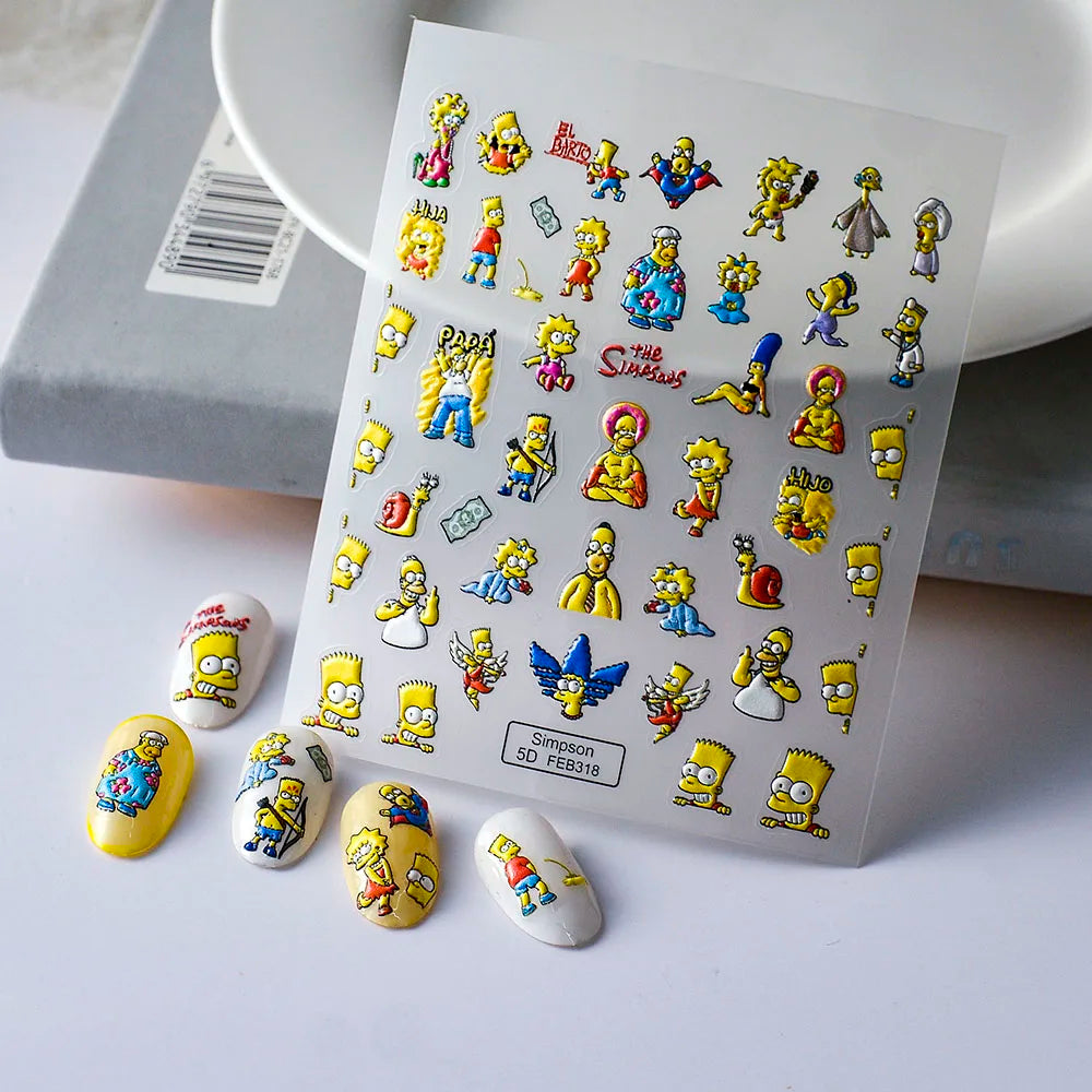 Sanrio Anime 5D Nail Stickers Hello Kitty Kurome Cartoon Stickers Nail Decoration Cute Melody Nail Art Decals Nail Art Supplies