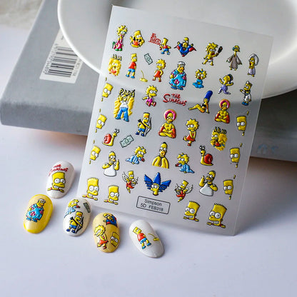 Sanrio Anime 5D Nail Stickers Hello Kitty Kurome Cartoon Stickers Nail Decoration Cute Melody Nail Art Decals Nail Art Supplies