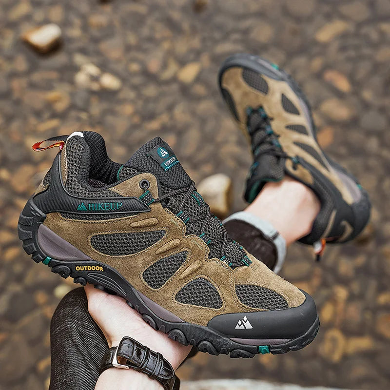 HIKEUP Men Shoes Breathable Splashproof Outdoor Hiking Shoes Mountain Climbing Sport Men Hunting Trekking Sneaker