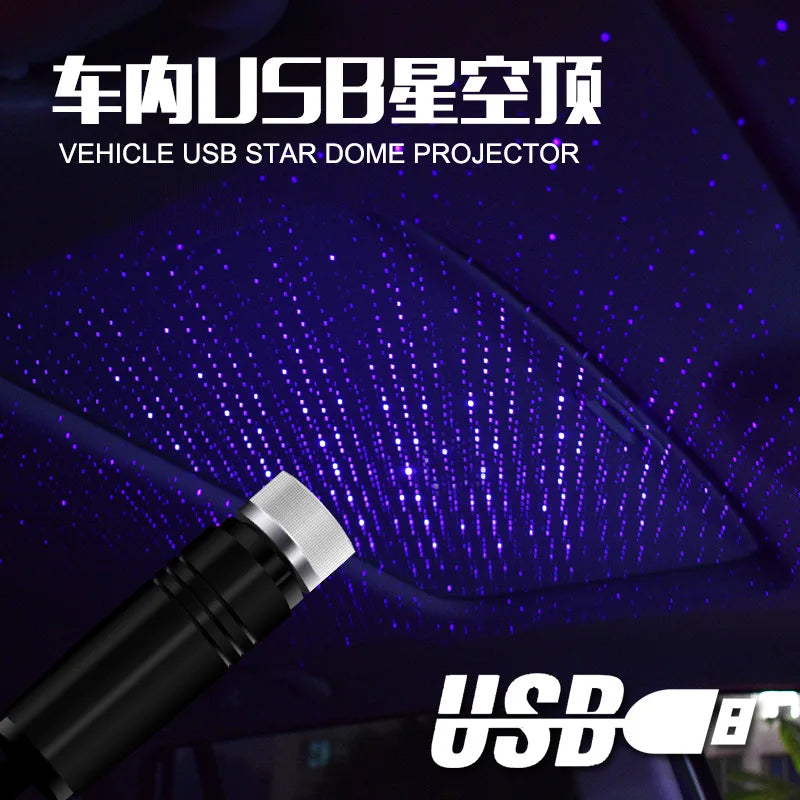 Car Roof Room Ceiling Decor Plug and Play Car Romantic LED Starry Sky Night Light 5V USB Powered Galaxy Star Projector Lamp