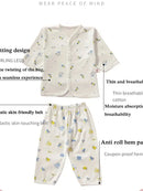 0-3 Month Baby Clothes Newborn Cartoon Home Underwear Cotton Button Baby Clothes Girls Boys Long Sleeve Top + Long Pants