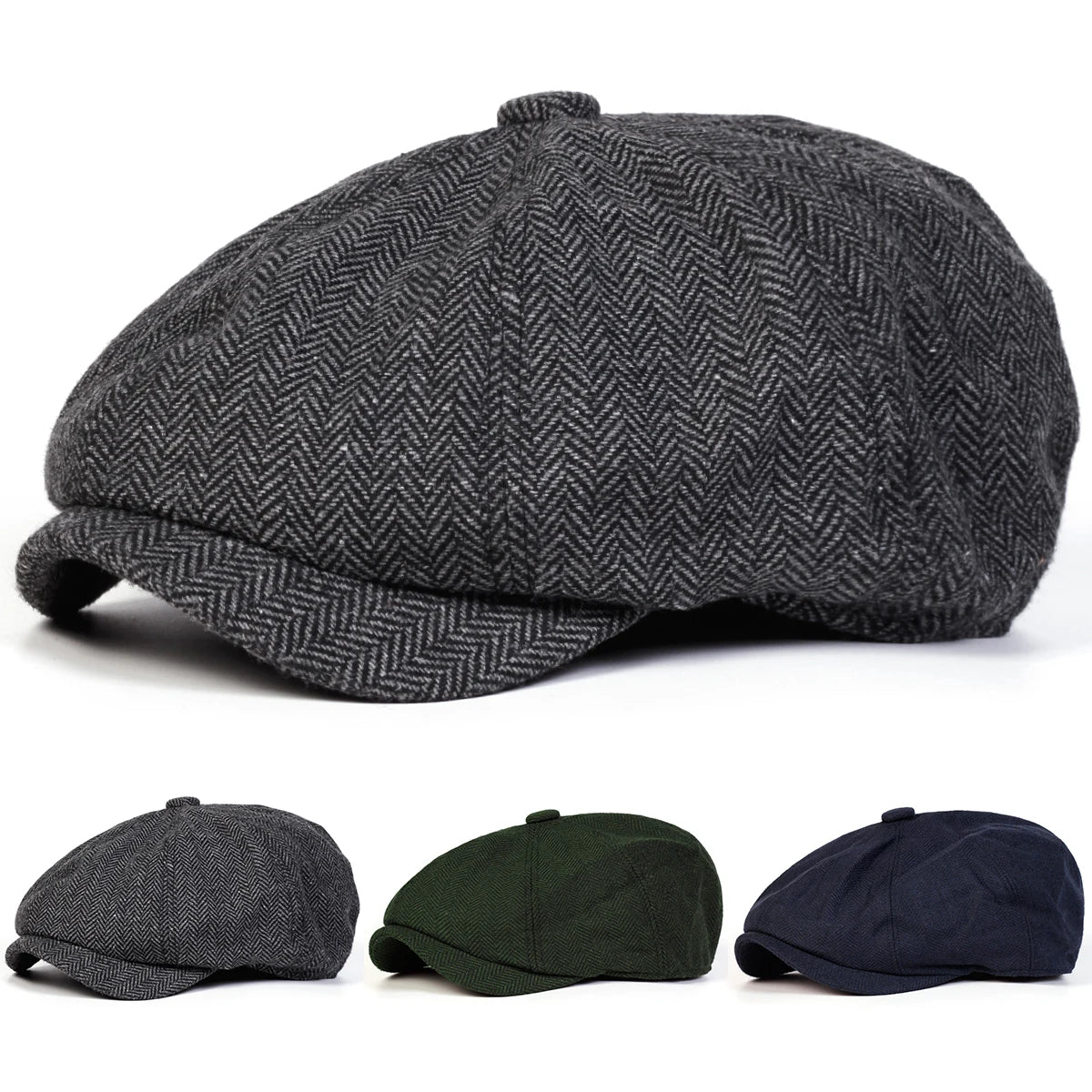 Unisex Retro Herringbone Newsboy Caps Men British Painters Hats Spring and Autumn Berets Hip Hop Berets