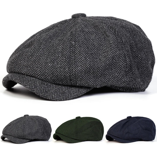 Unisex Retro Herringbone Newsboy Caps Men British Painters Hats Spring and Autumn Berets Hip Hop Berets