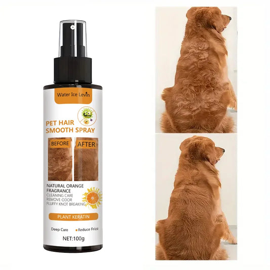100g Pet Hair Smoothing Care Spray Contains Mild Ingredients, Deeply Moisturizing and Hydrating Hair. One Spray Can Make Your Pet's Hair Softer, Smoother, and Shinier.