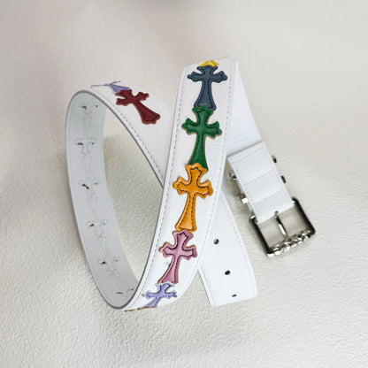 Spring and summer personalized belt with lychee pattern and colorful Kro new style belt for men and women, artistic youth belt