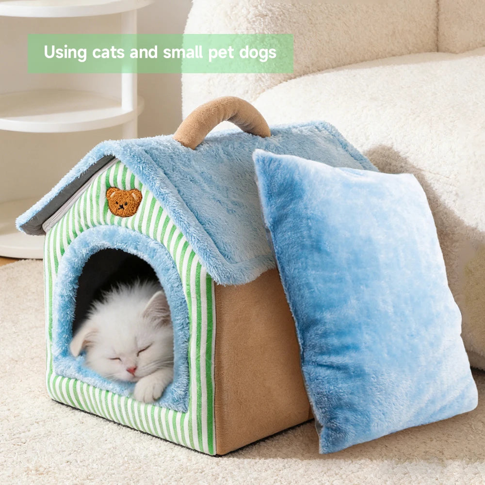 Folding Houses Removable Washable Cat House Puppy Cave Sofa Four Seasons General Can Pet Supplies for Small Medium Pet