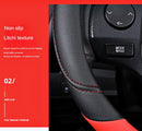PU Leather Contrast Colour Car Steering Wheel Cover  Sweat Absorbent, Wear Resistant and Non-slip, Universal in All Seasons