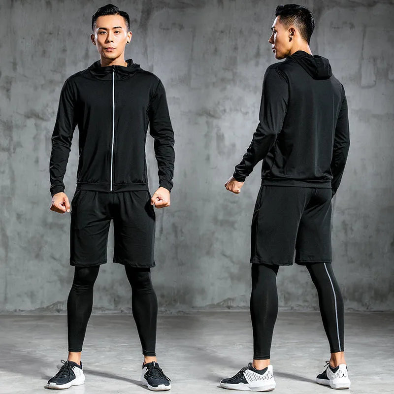 Traje deportivo para hombre, conjuntos para correr, compresión, gimnasio, fitness, ropa deportiva de secado rápido, mallas de baloncesto, ropa interior para correr al aire libre y entrenamiento.