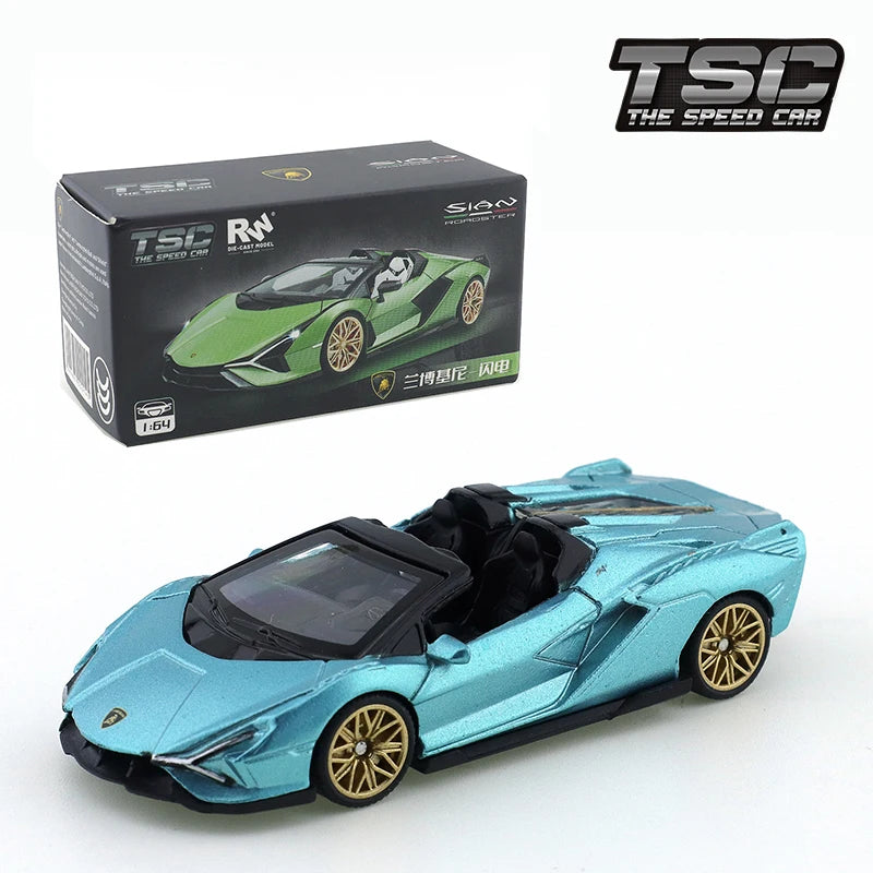 TSC 1/64 Lamborghini Lightning Convertible Edition Car Alloy Motor Vehicle Diecast Metal Model Kids Xmas Gift Toys for Boys