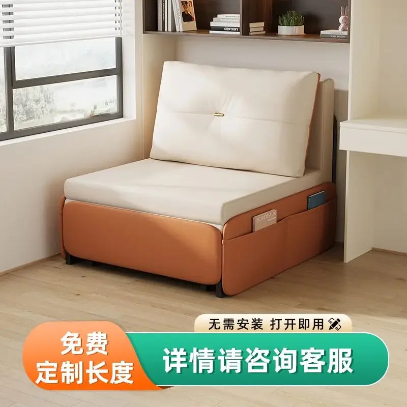 Single sofa bed folding dual-purpose small apartment rental apartment simple sofa lazy people can lie and sleep cat grab cloth