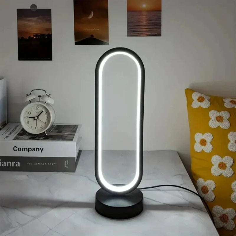 1Pcs Table lamp Bedroom Ring Table lamp living Room Black And White USB Dimming Bedside lamp LED Small Night light